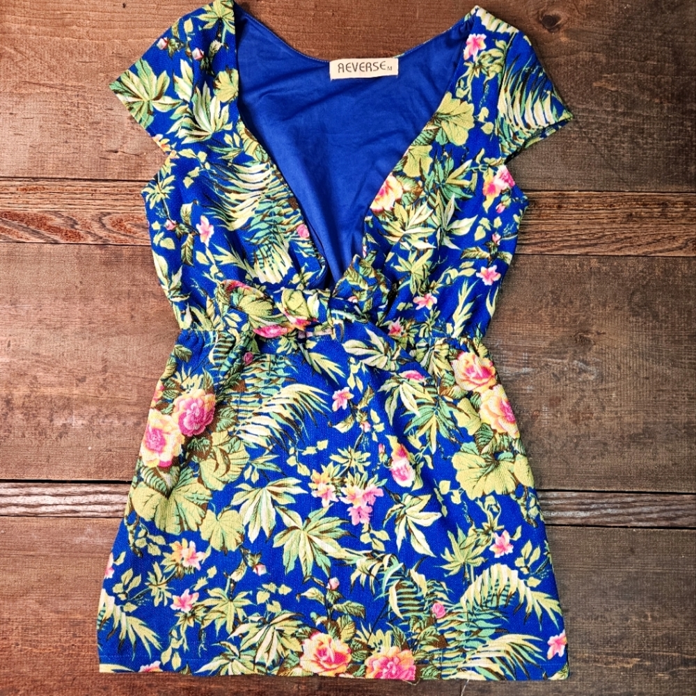 2420 Petrol Blue Tie Front Dress